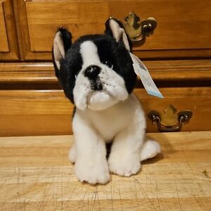 Plush Toy Black White Stubby the Boston Terrier Dog P00038
